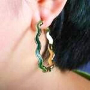 Womens Gold & White Hoop Earrings